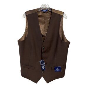 New Gioberti Men's Dress Vest – Light Brown, Size L, 70/30 Poly Rayon, Adjustabl